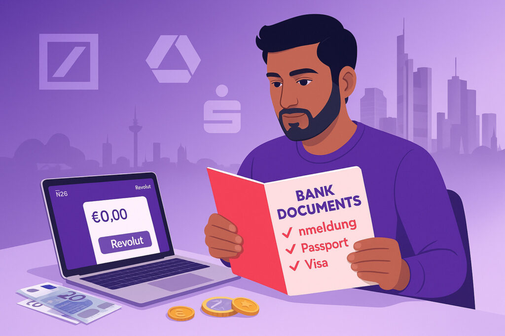 Person reviewing Germany bank account documents