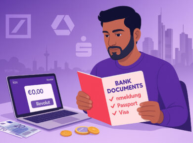 Person reviewing Germany bank account documents